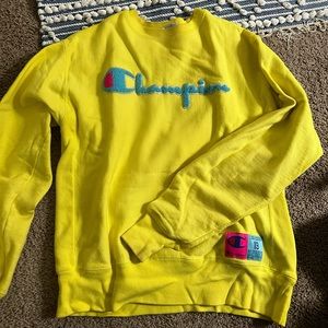 YELLOW CHAMPION CREW NECK SWEATSHIRT